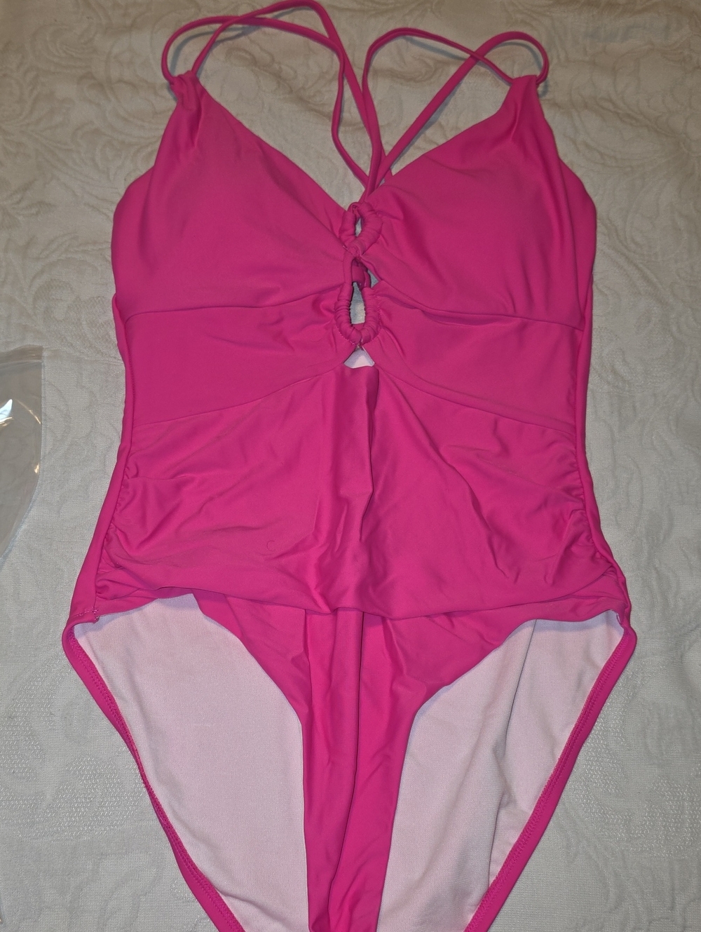 Bright Pink One-Piece Swimsuit with Front Ring Detail
